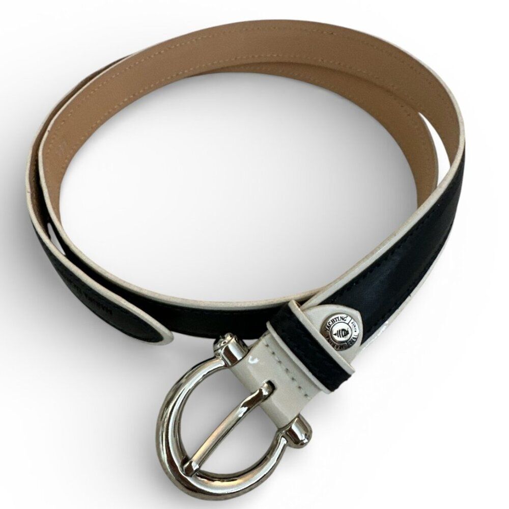Marina Yachting Leather Belt Made in Italy Women's sz 46 Nautical Preppy Coastal